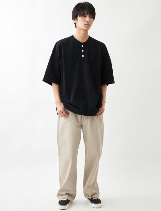 Goodwear】USAコットンヘンリーネックSUPER BIG T｜メンズ