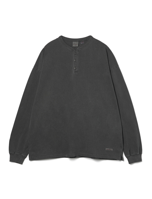 送料無料 いくらから Goodwear】USAコットン製品染めSUPER BIGヘンリーネックロンT トップス