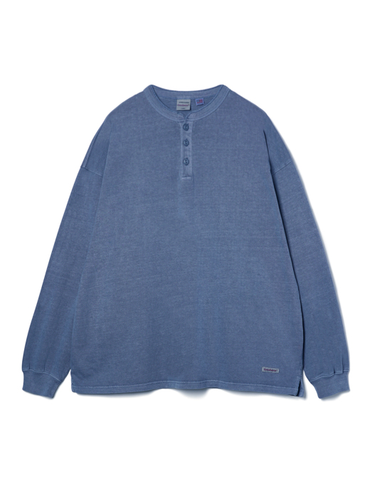 Goodwear 公式 SUPER BIGヘンリーネックロンT 製品染め メンズ